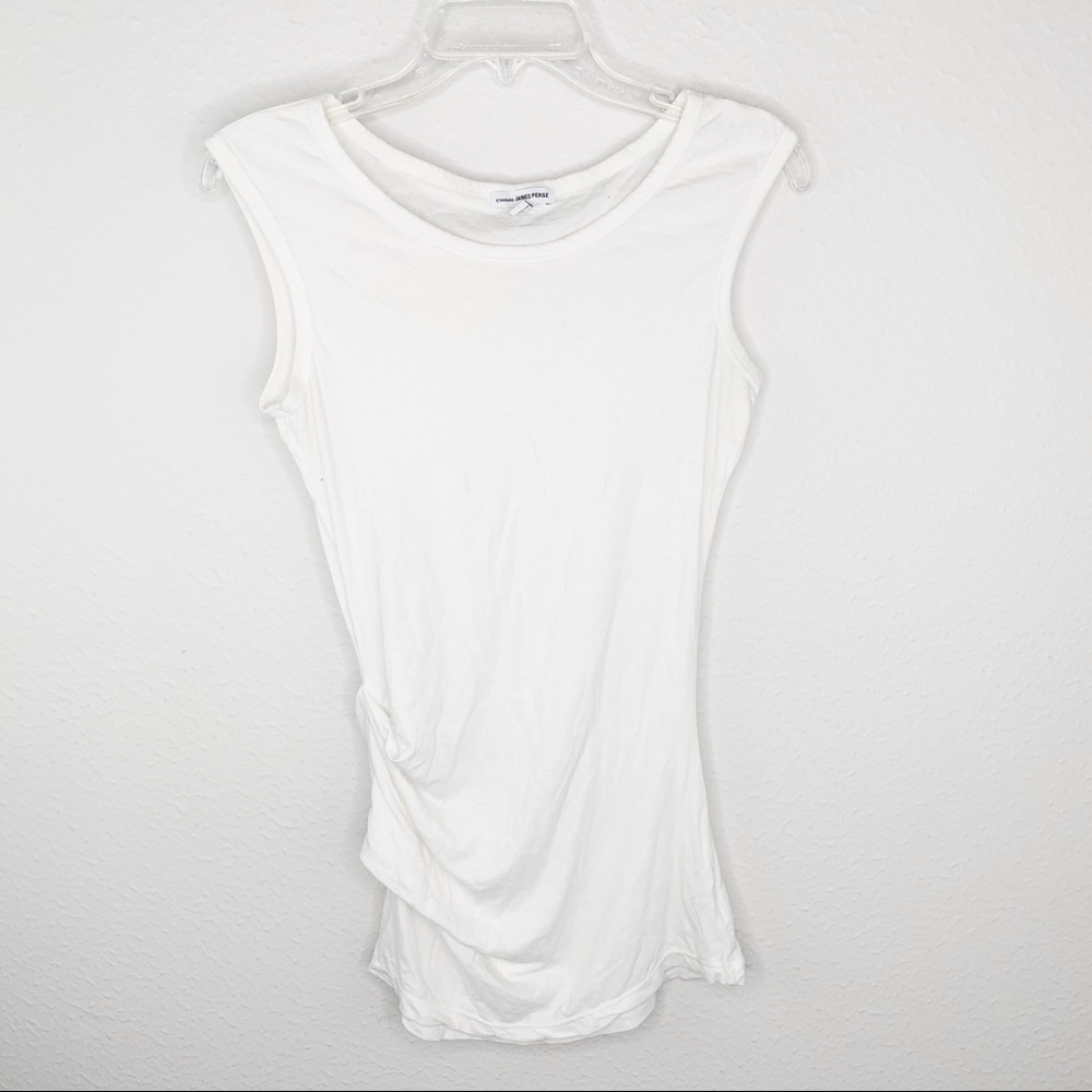 James Perse White Sleeveless Ruched Top H25